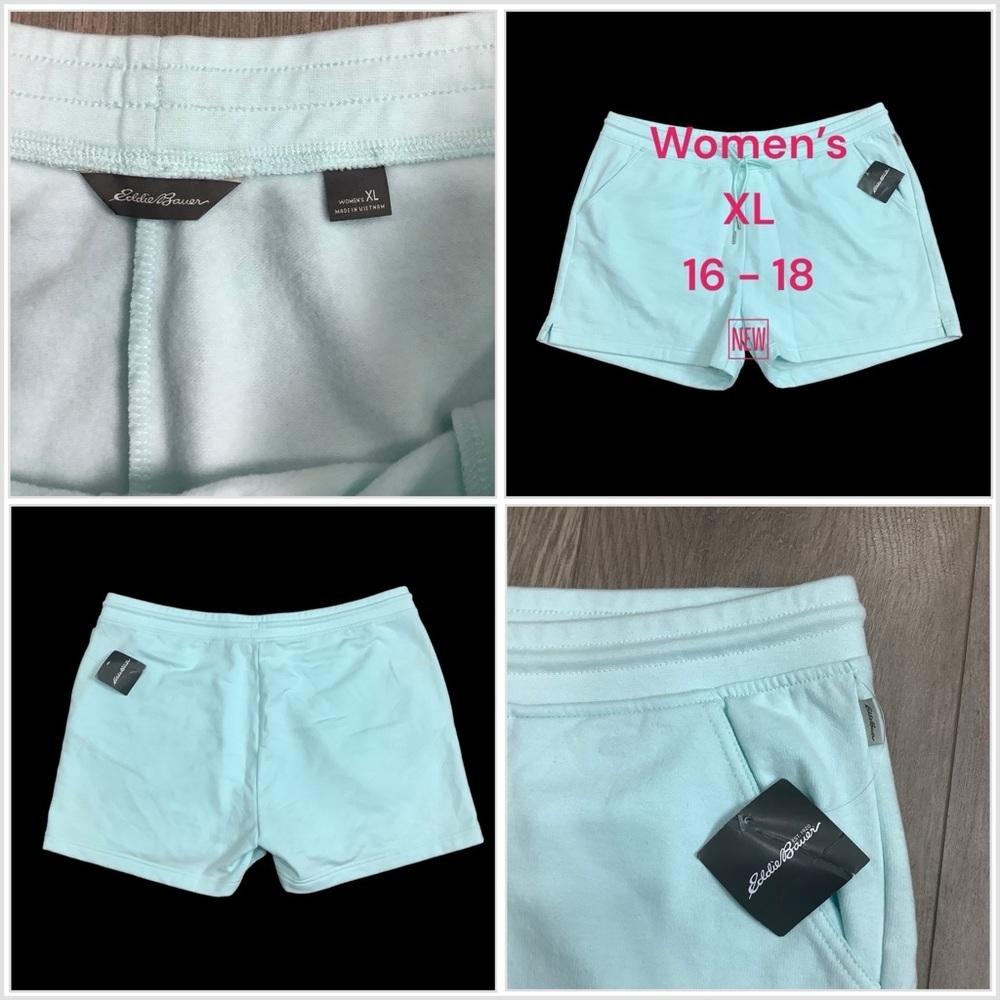 Women’s Eddie Bauer XL 1X 16 - 18 Shorts Aqua Gym Sport Drawstring Pull On NWT